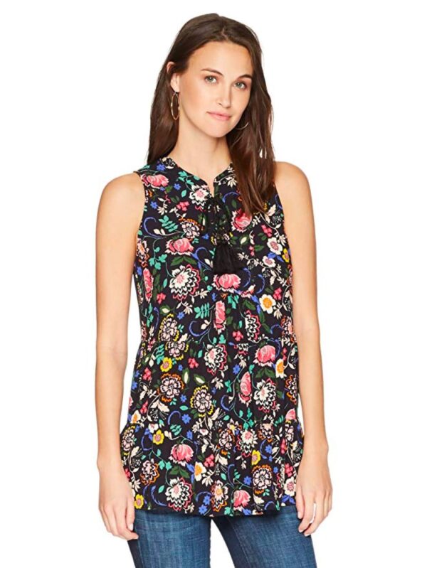 Women's Lainie Lace Up Neck Tiered Swing Top